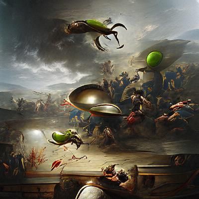 Aliens vs Zombies in Renaissance Painting Style
