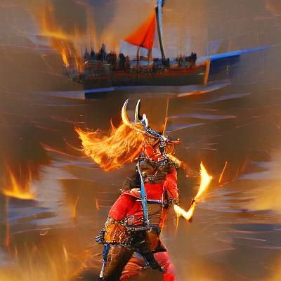 Fierce Viking Warrior with Fiery Hair