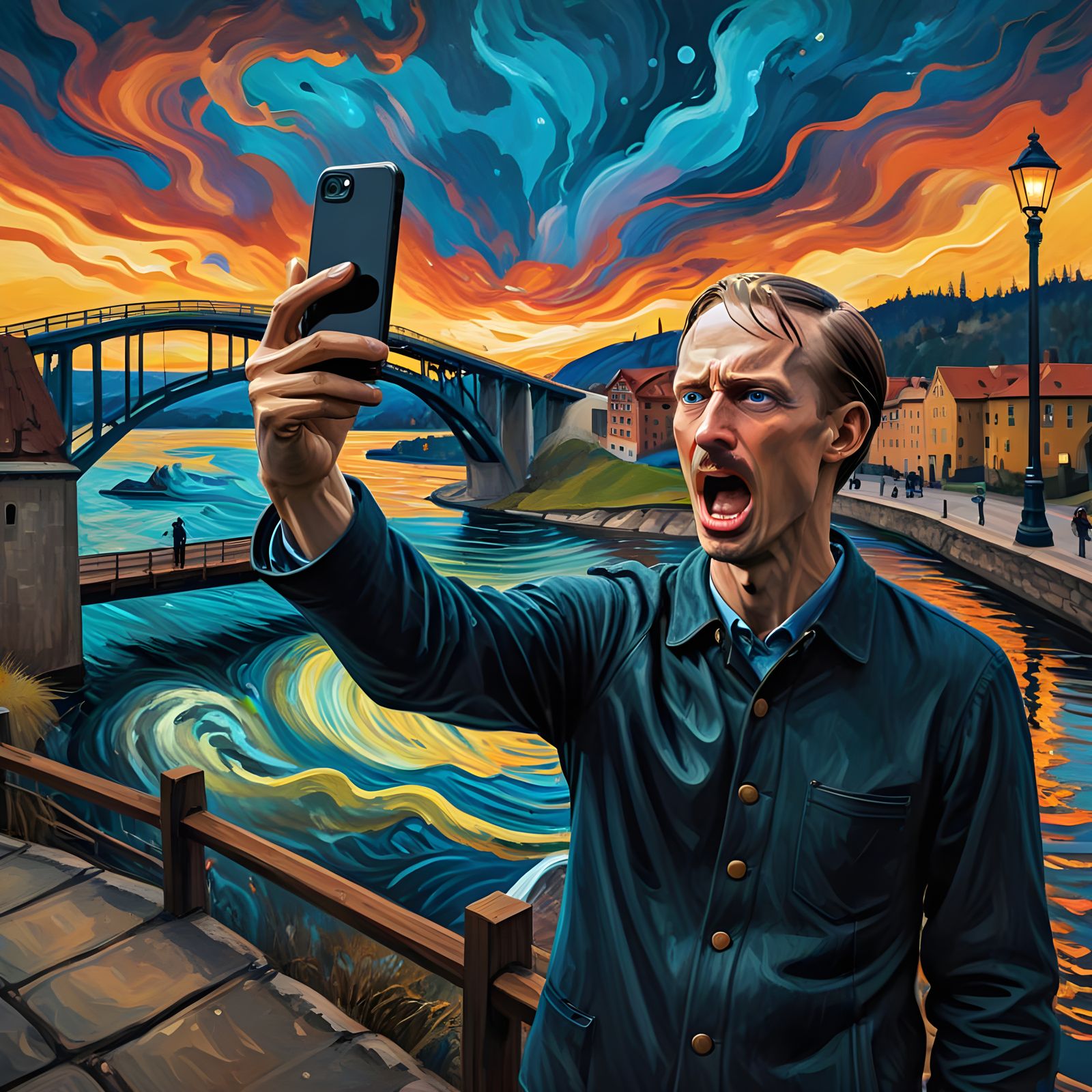 A Modern Twist on 'The Scream' with a Smartphone