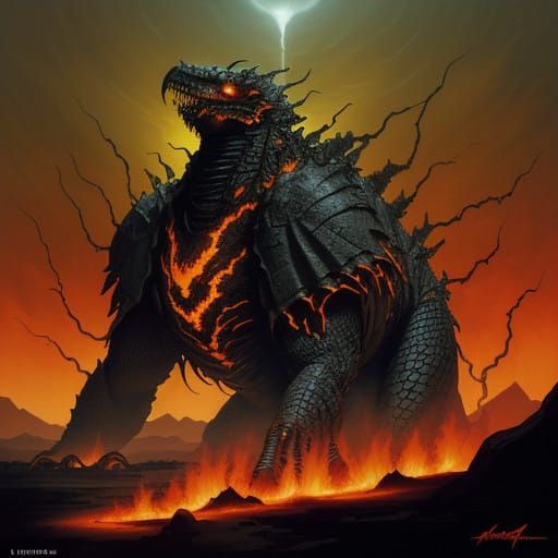 Cyberpunk Reptilian Creature Radiates Intense Thermal Energy