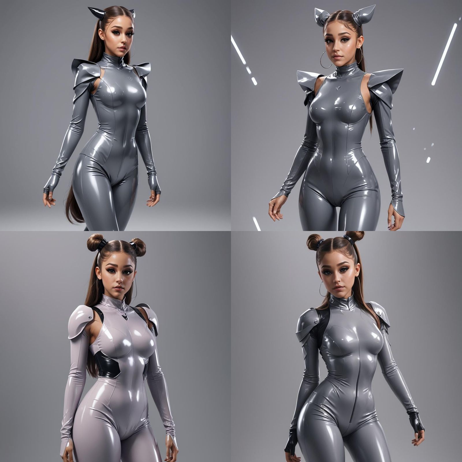 Ariana Grande as Anime Villain in Latex Bodysuit
