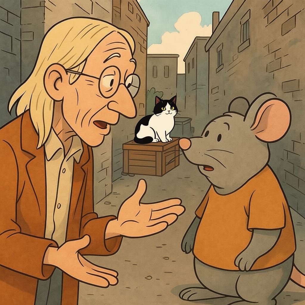 White and Black Cat Sits on Wooden Box