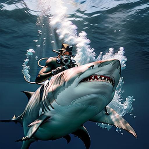 the cowboy Diver rode a great white shark bareback