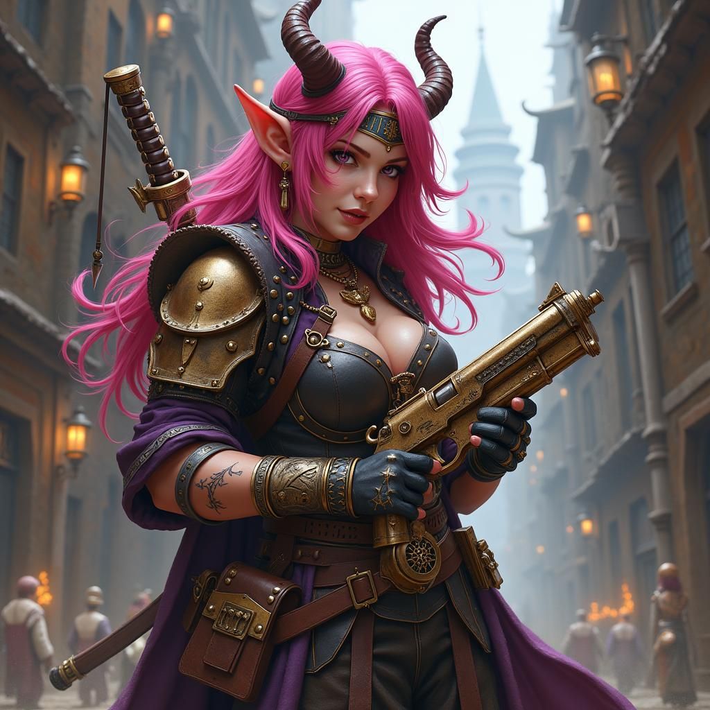 Tiefling Steampunk Adventurer Rescues Innocents
