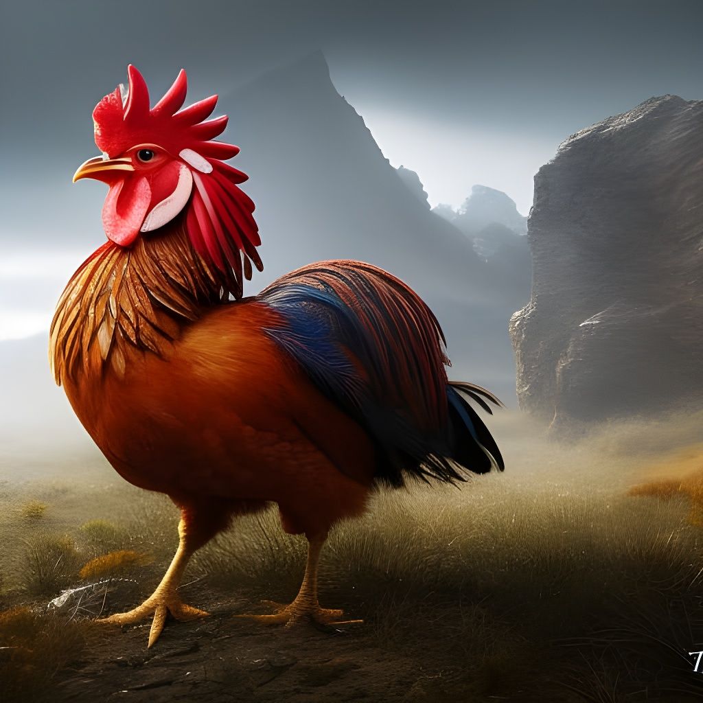 Hyperrealistic Rooster Portrait in Rustic Barn