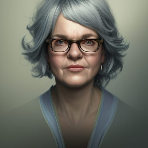 Detailed Portrait of an Older Woman in Art Nouveau Style