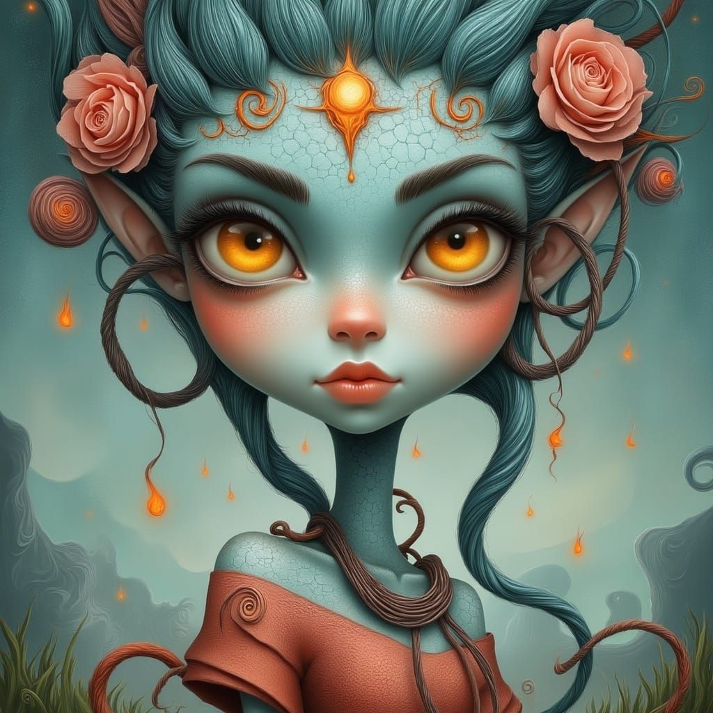 Ethereal Girl Portrait in Surreal Digital Art Style