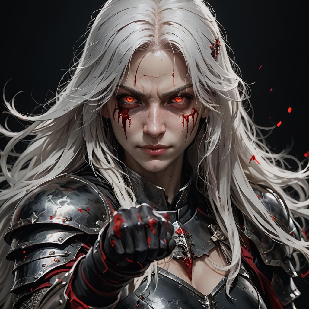 Anime Knight Portrait in Dark Fantasy Style