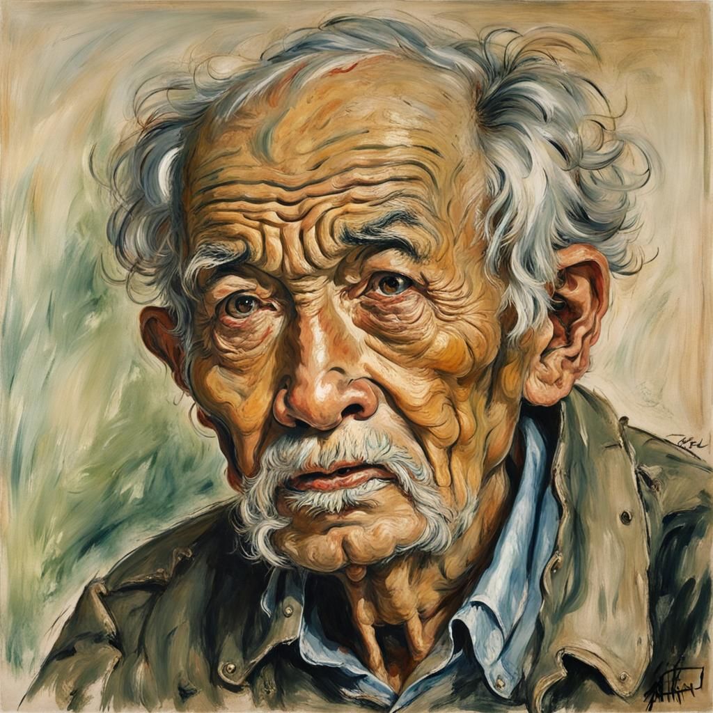 Elderly Man Portrait in Expressionist Style