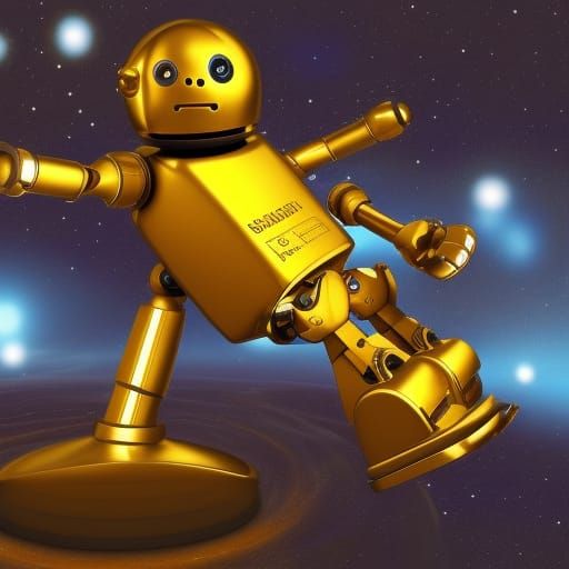 Golden Robot on a Spaceship