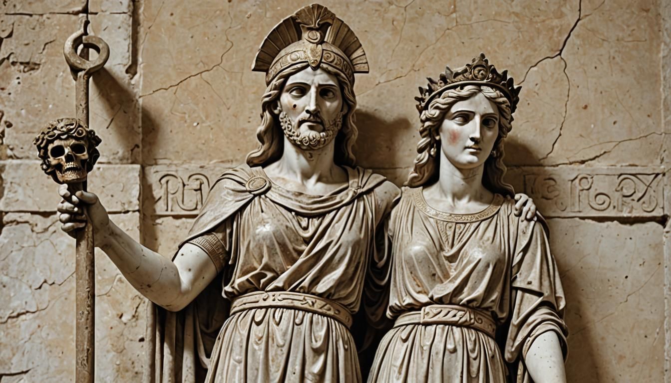 Goddess of Death on Bone Throne in Digital Art