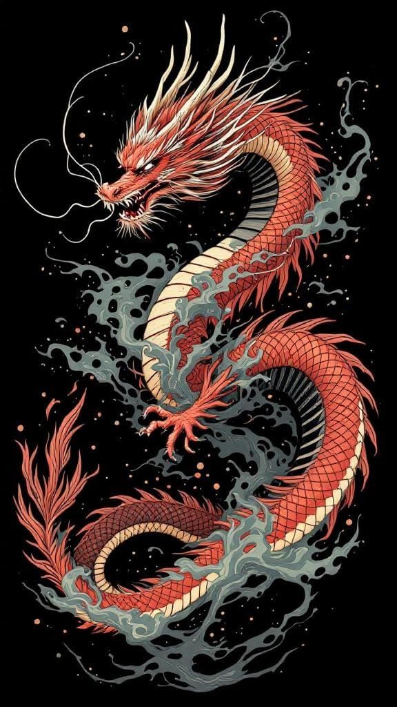 Yakuza Back Tattoo: Dragon in E-Sumi Style