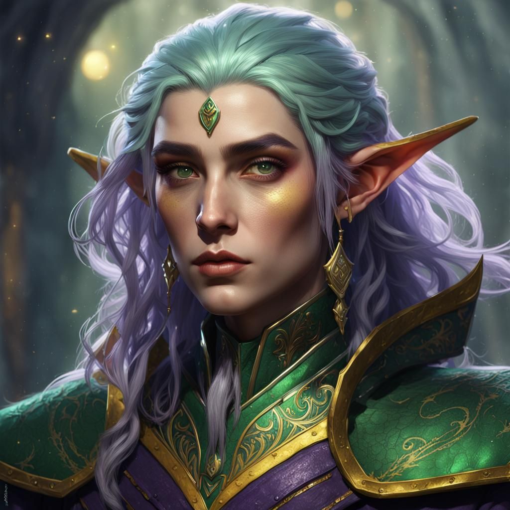 Detailed Half-Elf Portrait in Dark Fantasy Style