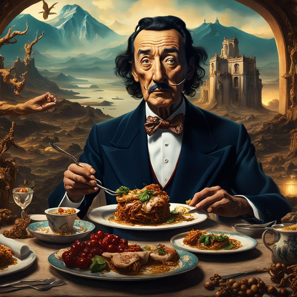 Salvador Dali Dinner in Detailed Matte Painting