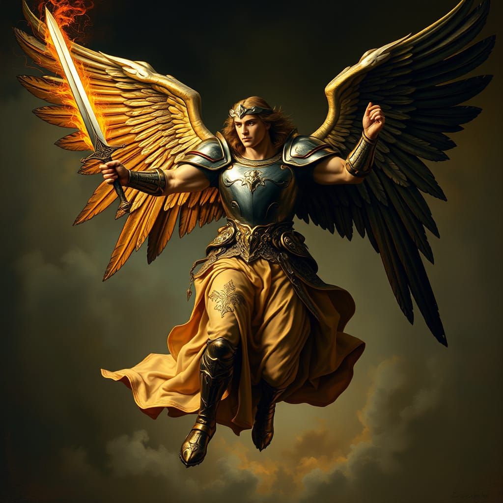 Majestic Angel Descends in Renaissance Armor