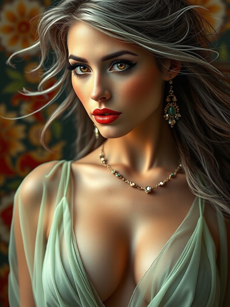 Timeless Goddess in Golden Eyes and Grey Hair
