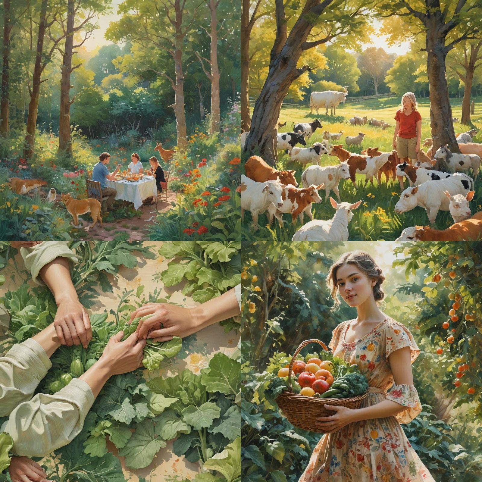 Vegan Message as Gouache Impressionist Masterpiece