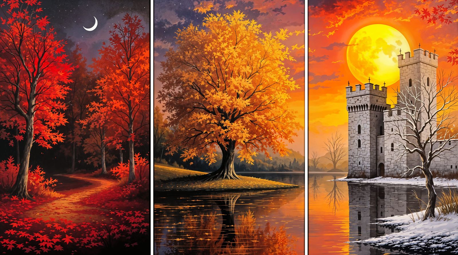 Autumnal Masterpiece: Triptych of Fading Light and Winter's ...