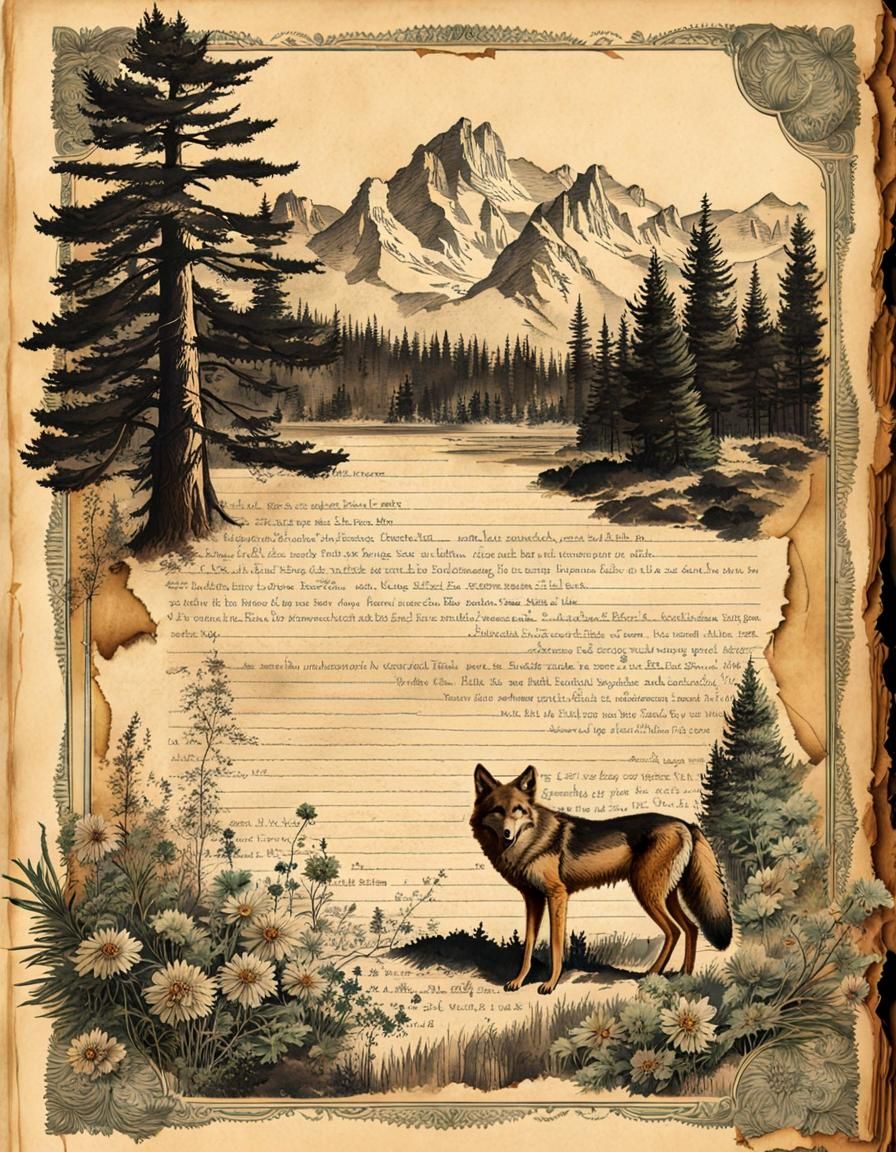 Vintage Sepia Journal Page with Wildflower Illustrations