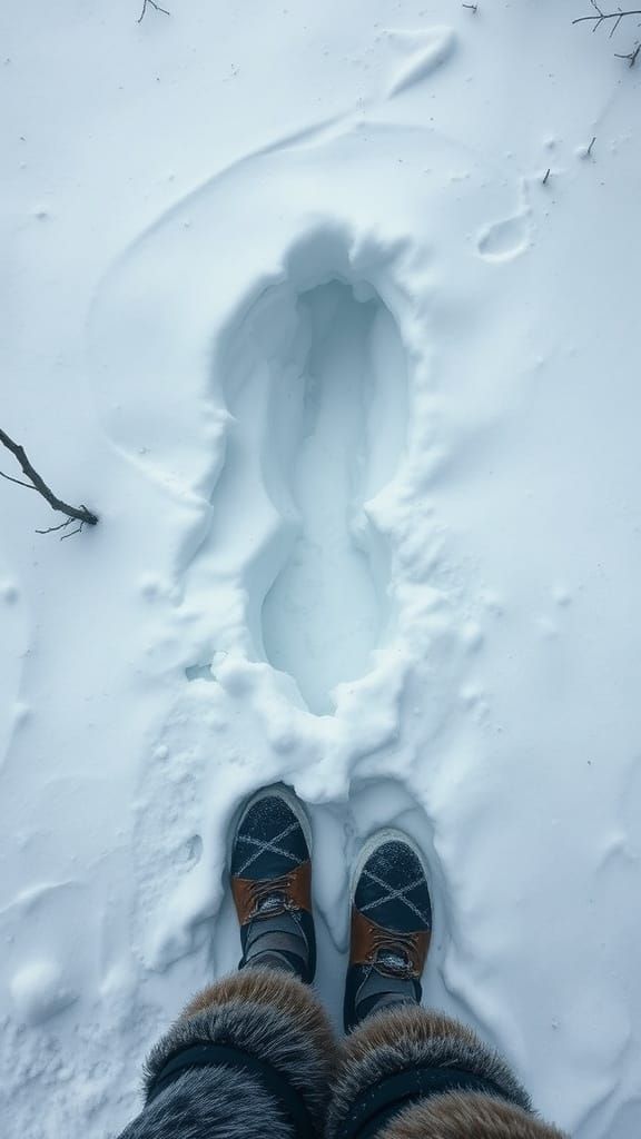 First-Person View: Footprint in Deep Snow
