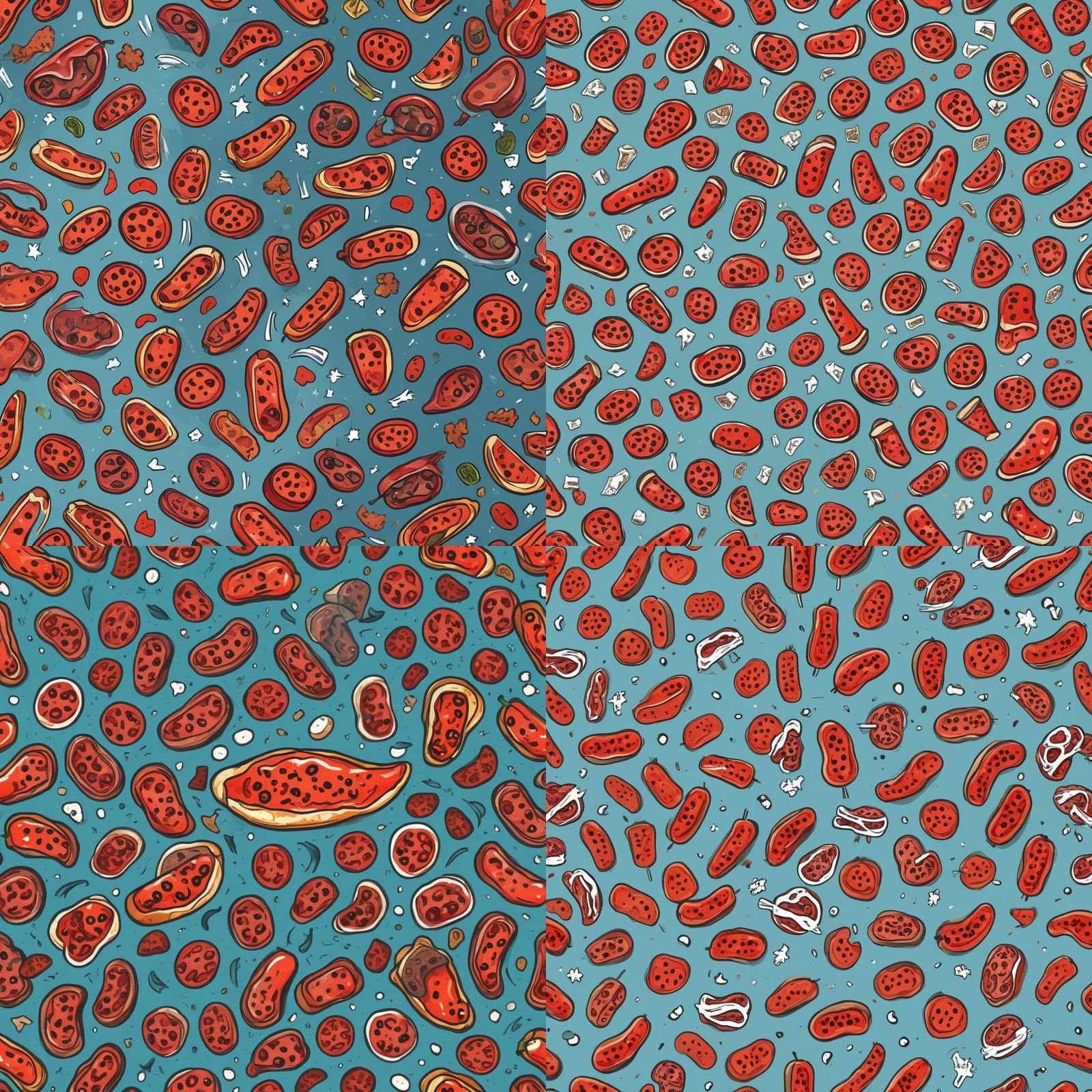 Cucumber and Pepperoni Cell Illustration