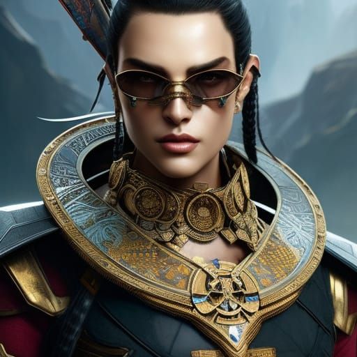 Futuristic Warrior in Funky Eyewear: 8K Portrait
