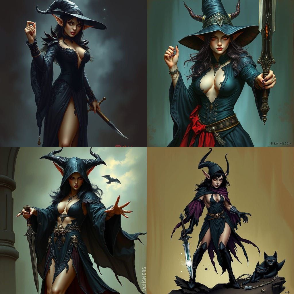 Dark Elf Sorceress with Witchblade Dagger