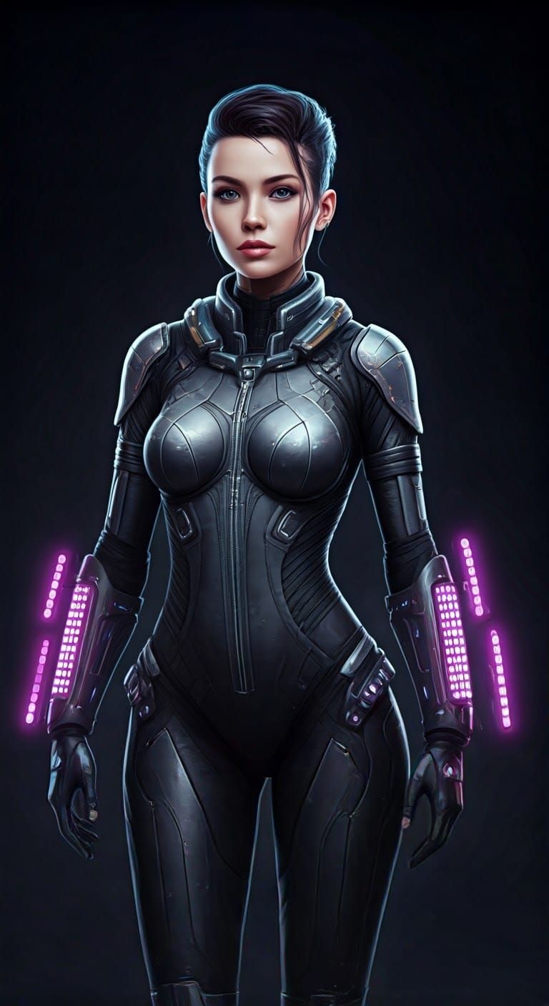 Futuristic Space Warrior in Neon Hues