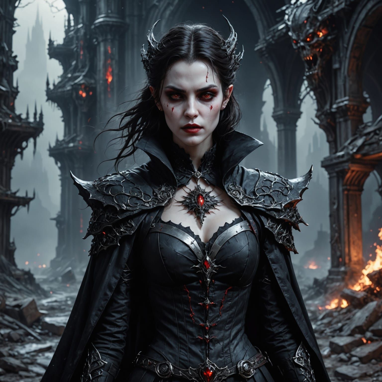 Vampire on Desolate Planet, Detailed Digital Illustration