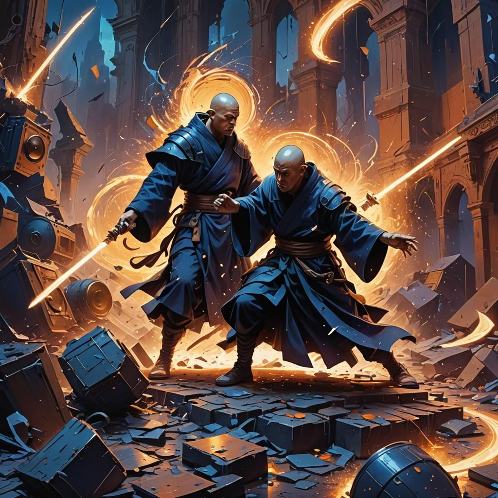 Ghibli-Inspired Monk Kicks Speaker with Swords