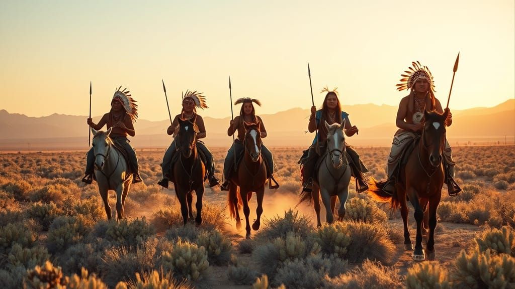 Paiute Warriors Ride into the Sunset