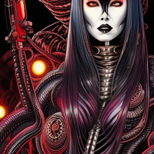 Gritty Space Cowgirl in Inkpunk Style