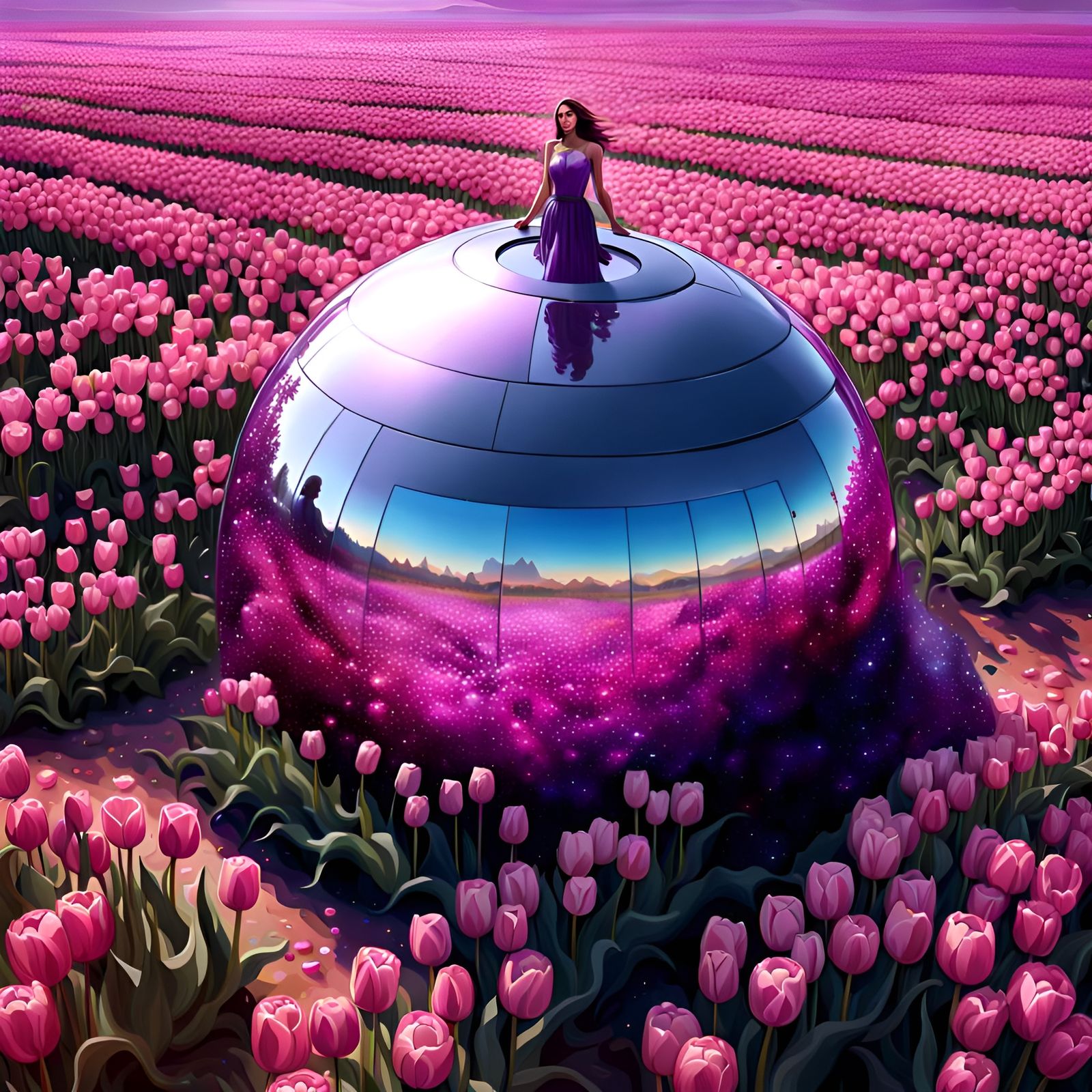 Mecha Girl and Drones in Steampunk Fantasy Art