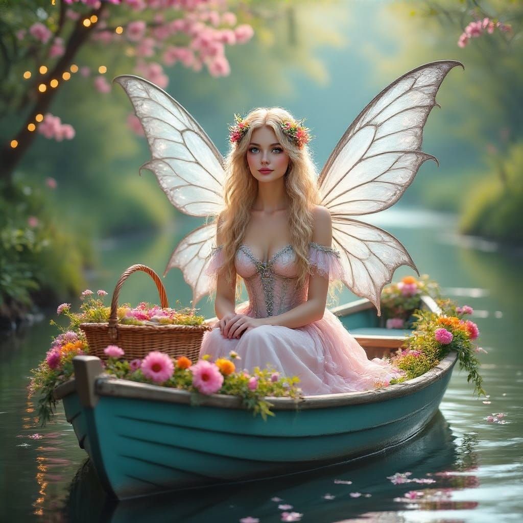 Ethereal Fairy in Serene River Landscape