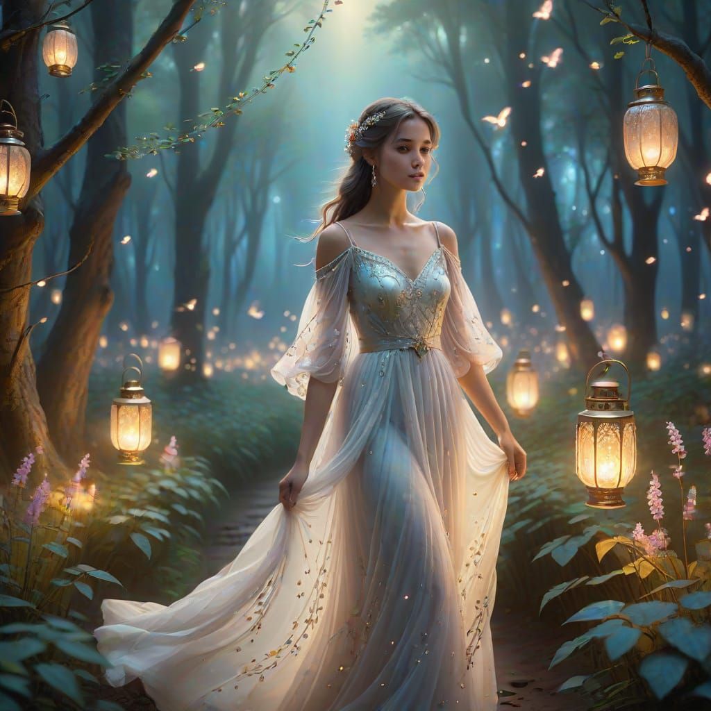 Romantic Fantasy Scene in Whimsical Colors