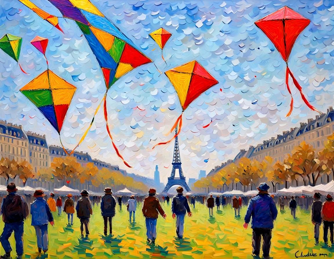 Kite Festival on Champ de Mars: An Impressionist Painting