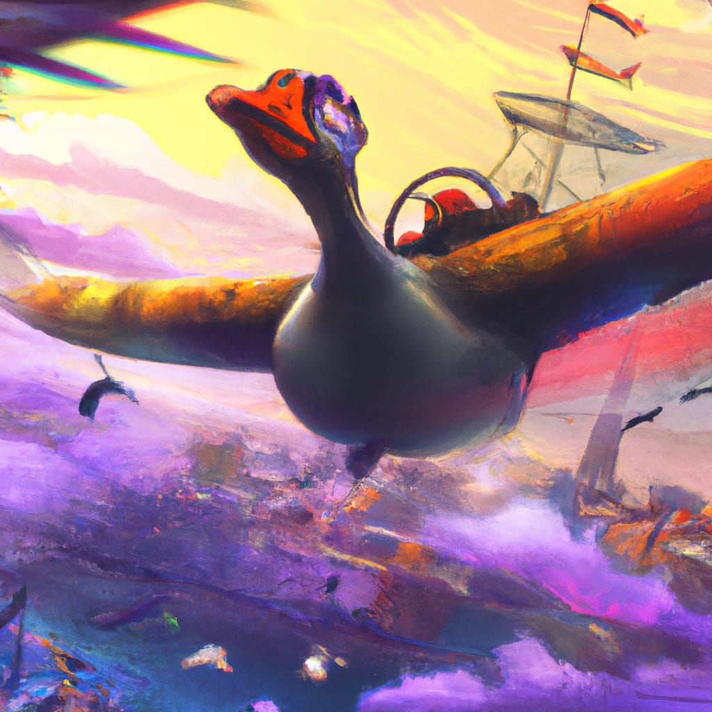 Googly-Eyed Goose Skydiving: A Dark Fantasy Concept