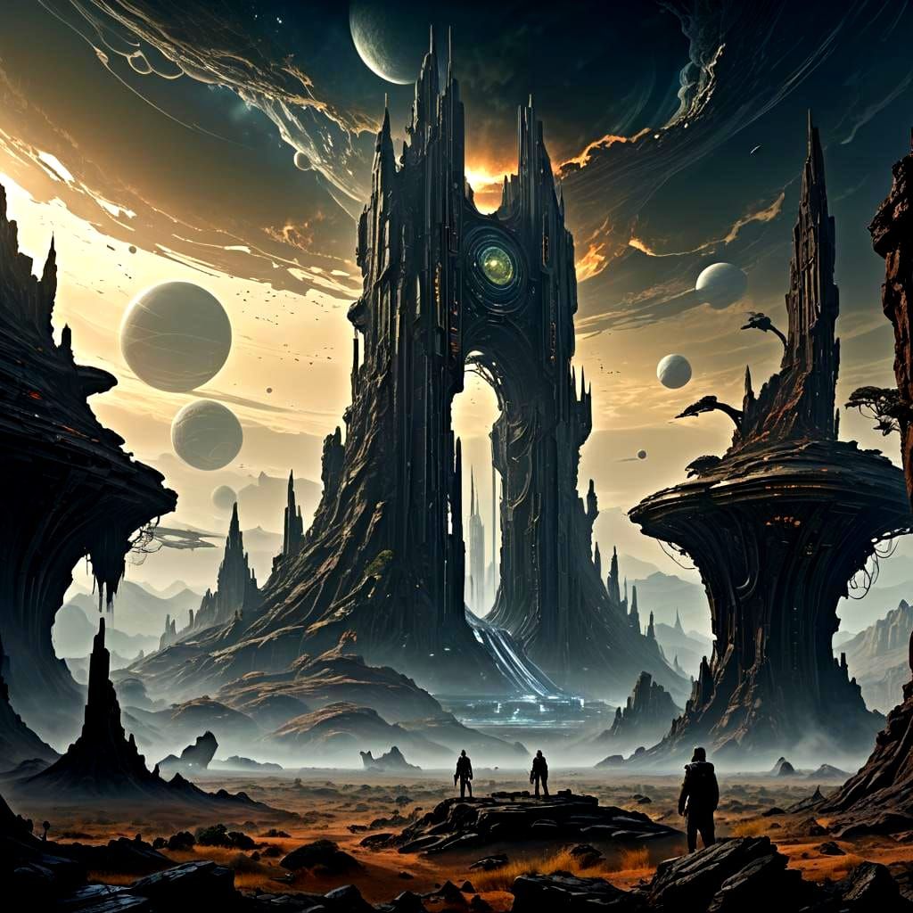 Gigantic Monument on Exoplanet in Hyperrealistic Style