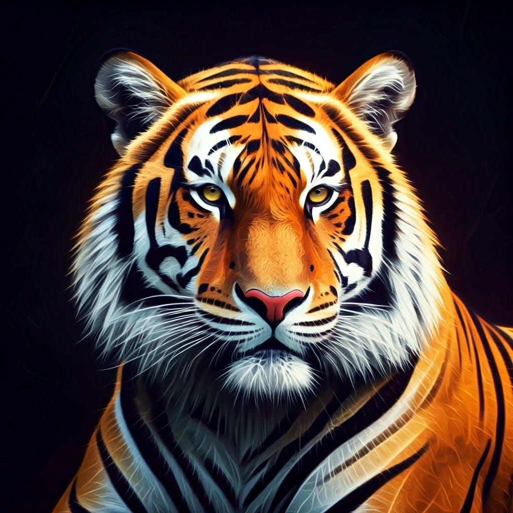 Luminous Tiger Portrait in Futuristic Style