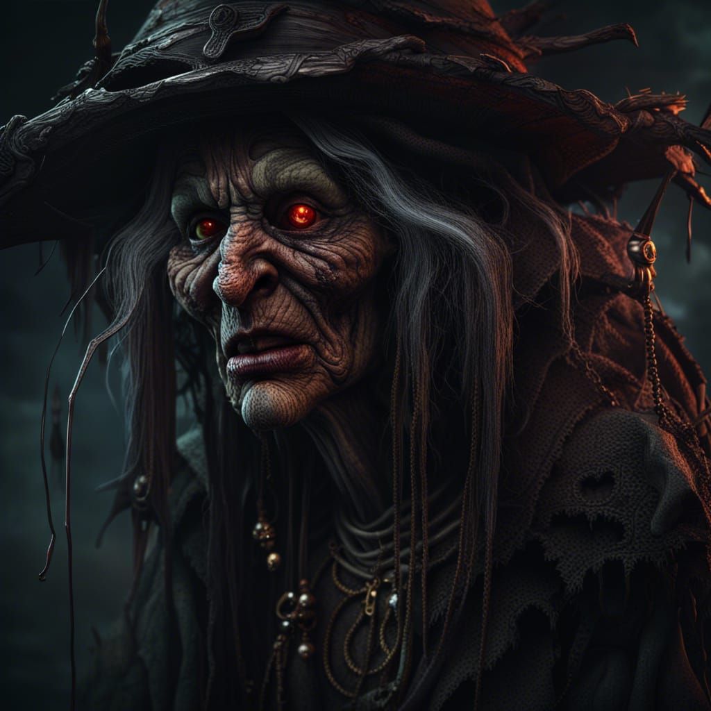 Detailed Dark Art of Baba Yaga Witch