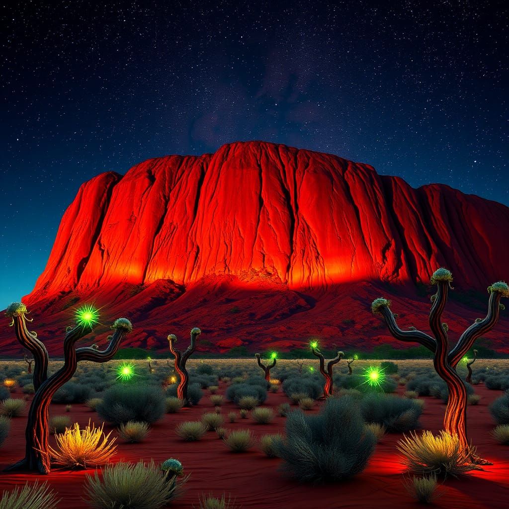 Dreamlike Uluru in Fantasy Landscape, Unreal Engine 5