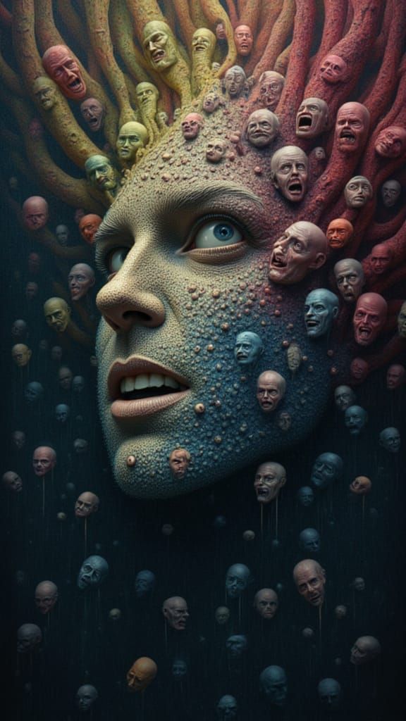 Mindscape of Emotions: AI Art with Contemplative Face