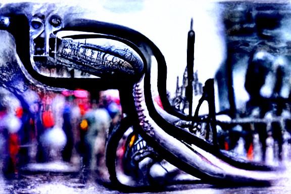 Bioindustrial City Street in Giger Style