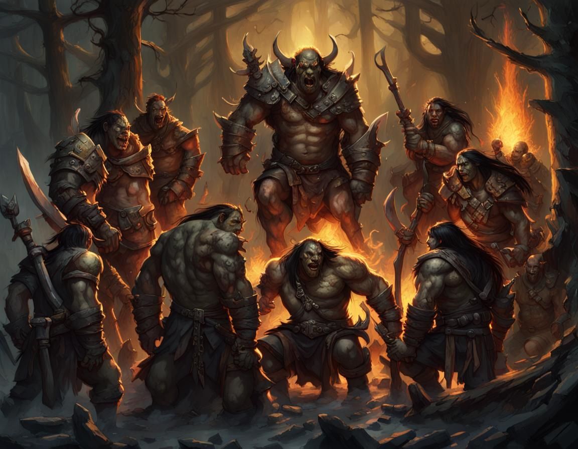 Orc Gathering in Dark Forest