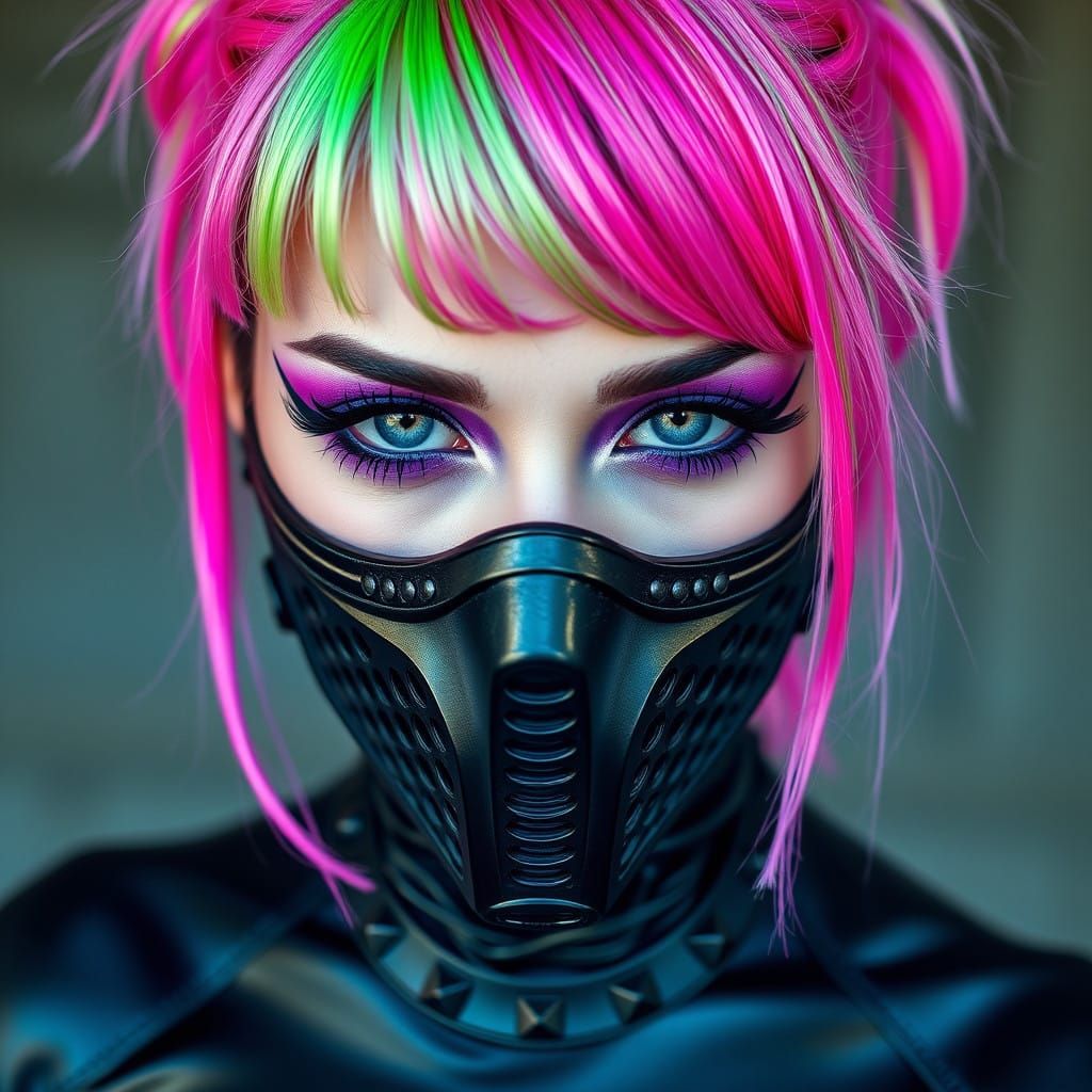 Goth Cyberpunk Goddess in Neon Hues