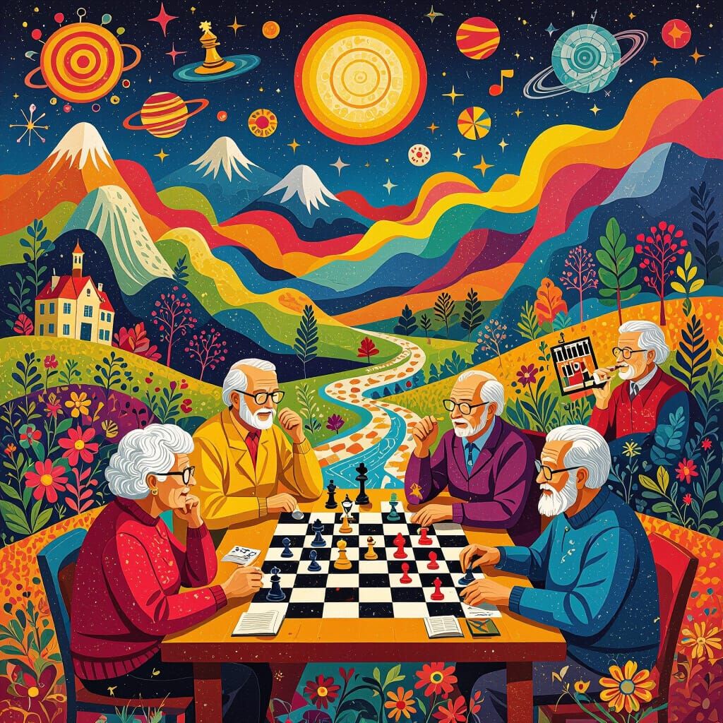 Vibrant Elderly Mental Health Poster Art