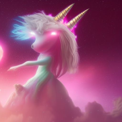Sparkling Alien Princess Unicorn in Galaxy