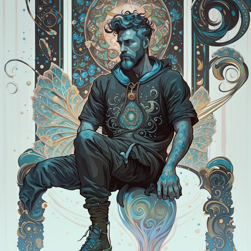 Brendan Frazier as Alphonse Mucha Splash Art