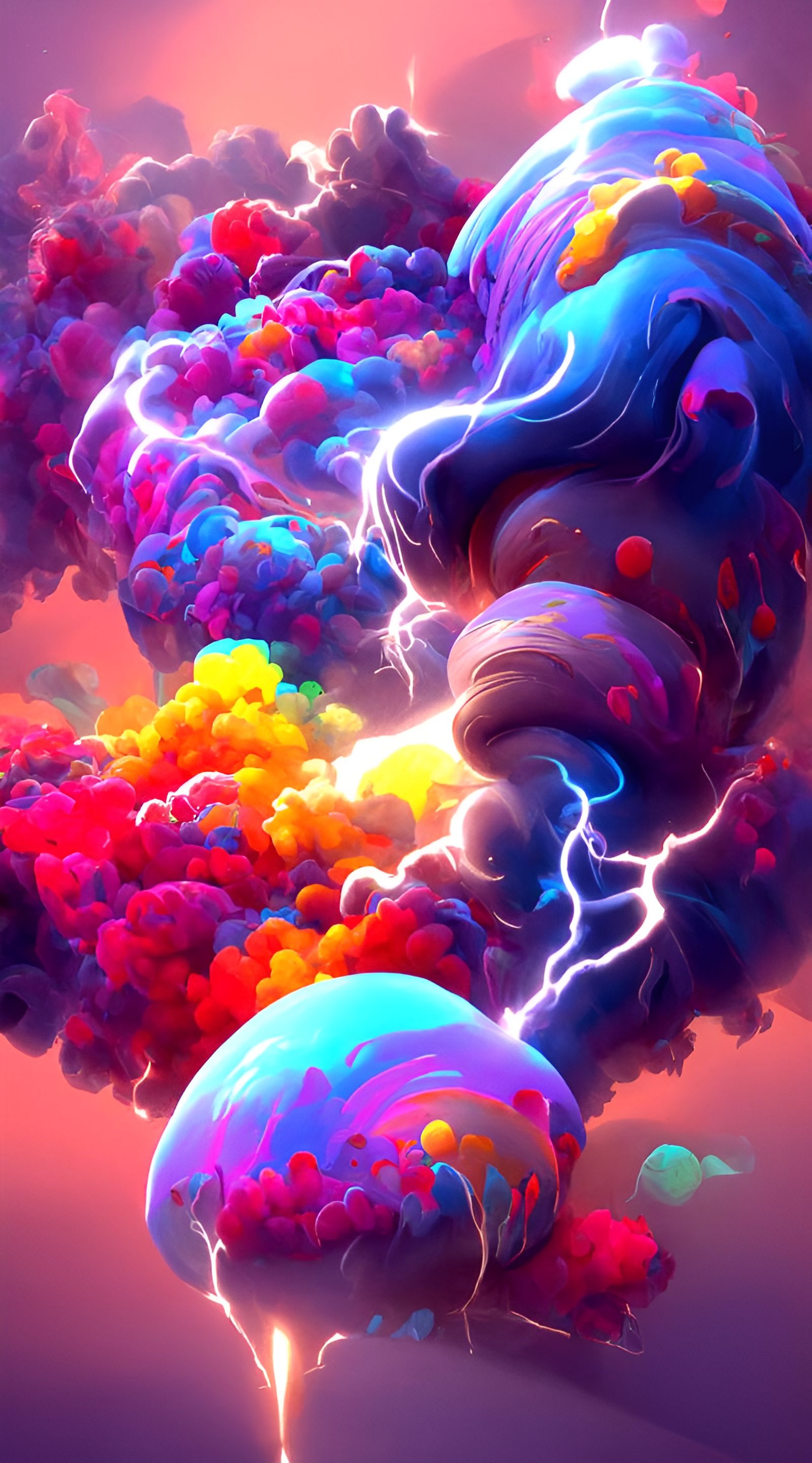 Colorful Thunderstorm Painting in Kinetic Pointillism Style