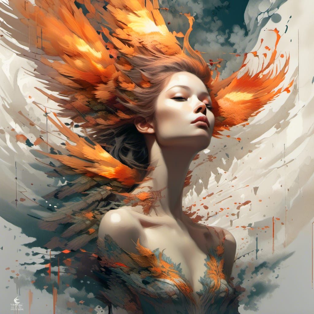 Flaming Phoenix Digital Airbrush Fantasy Art